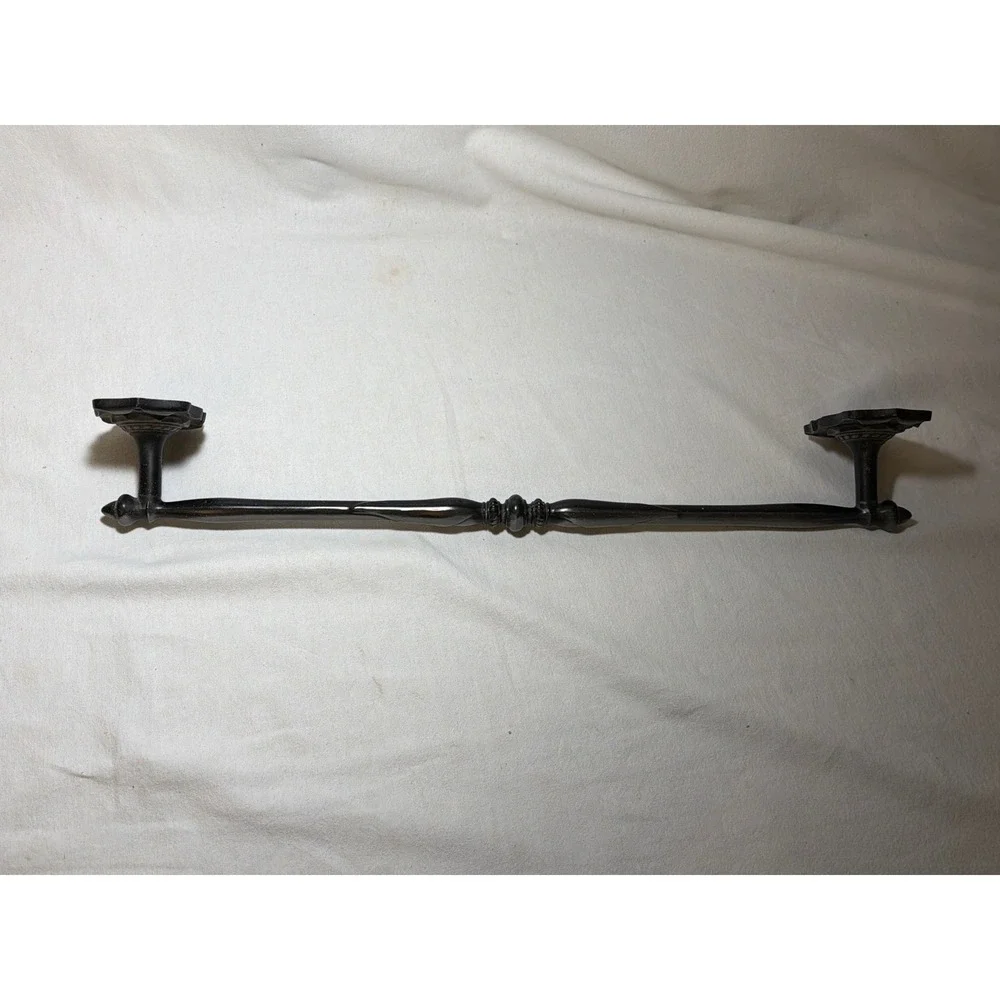 Vintage Style Ornate Metal Towel Bar Twisted Design Dark Pewter Finish 24 Inch